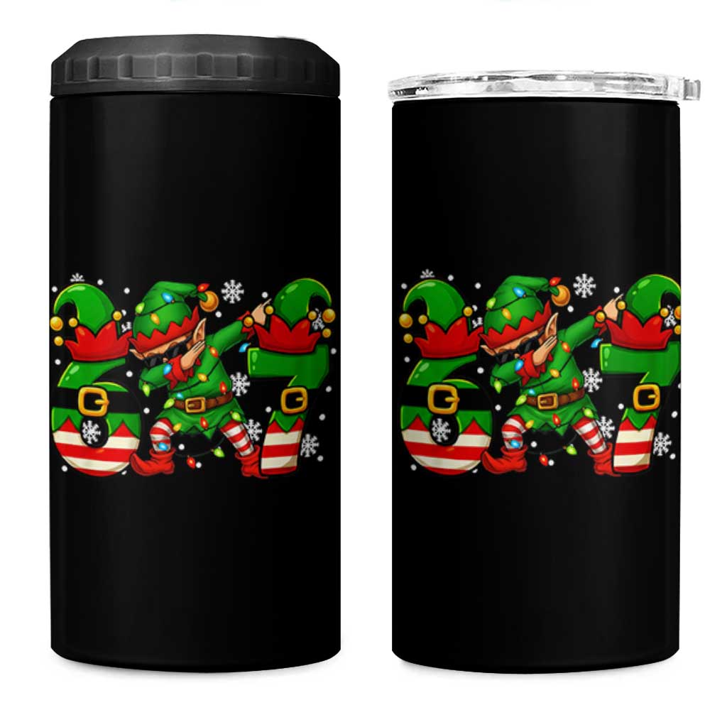 Funny Elf Dab Six Seven Meme 4 in 1 Can Cooler Tumbler Christmas Trending 67 Gift - Wonder Print Shop