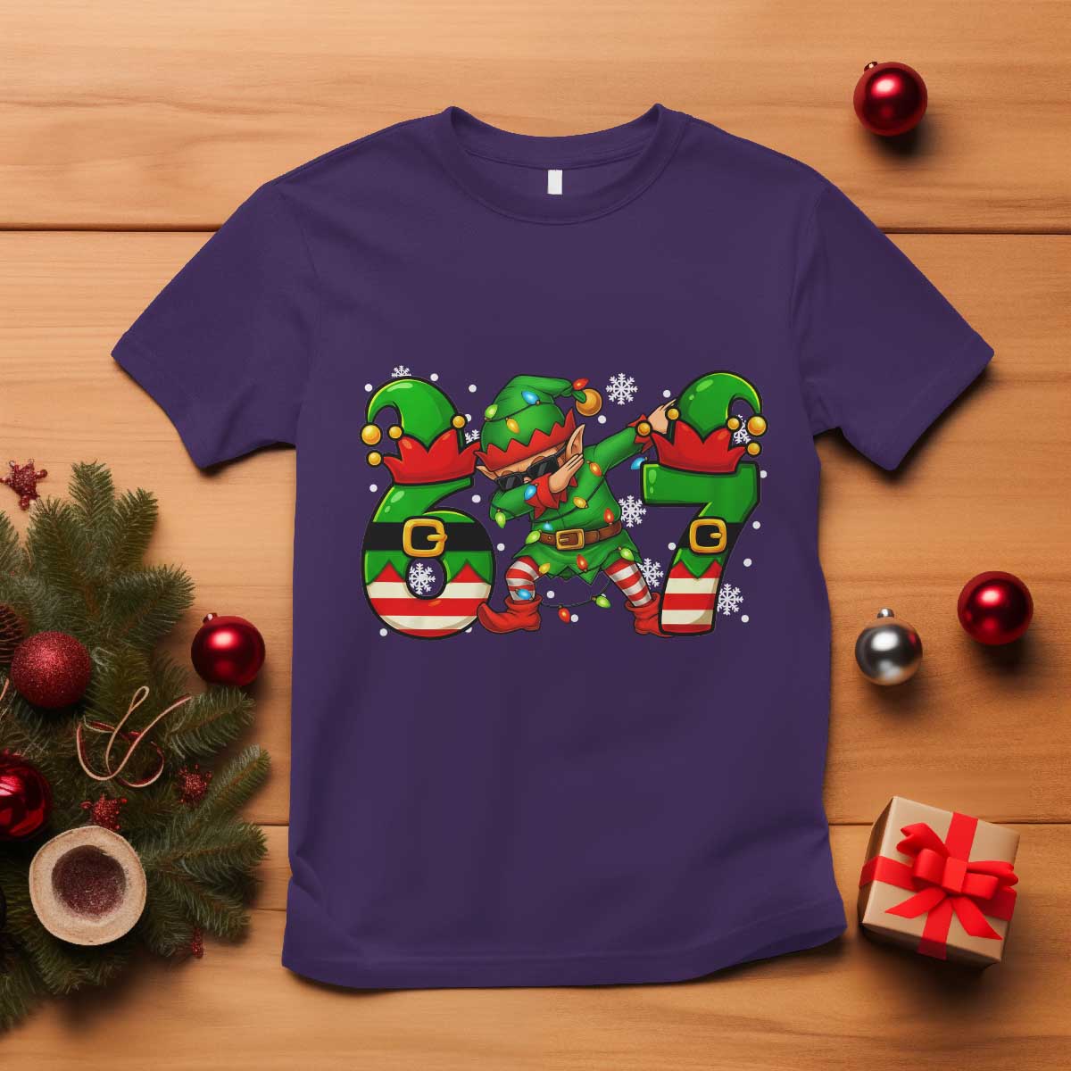 Funny Elf Dab Six Seven Meme T Shirt Christmas Trending 67 Gift - Wonder Print Shop