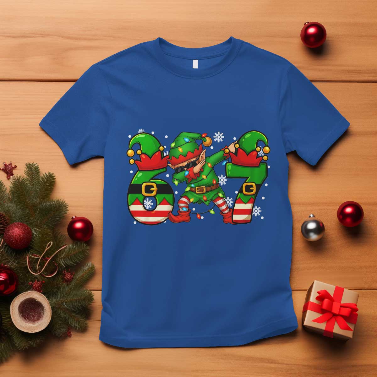 Funny Elf Dab Six Seven Meme T Shirt Christmas Trending 67 Gift - Wonder Print Shop