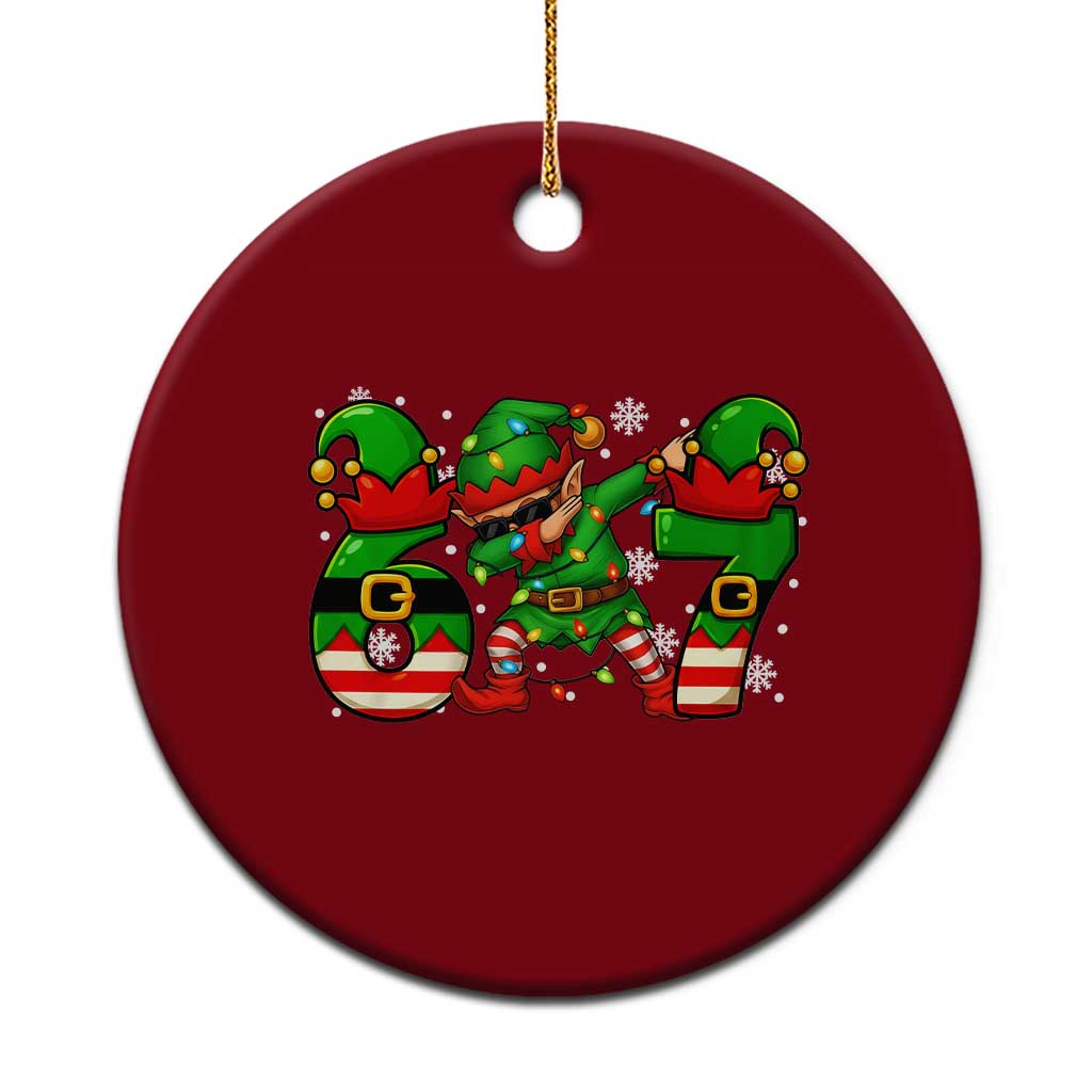 Funny Elf Dab Six Seven Meme Ceramic Ornament Christmas Trending 67 Gift - Wonder Print Shop