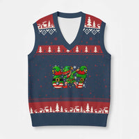 Funny Elf Dab Six Seven Meme V-Neck Knit Sweater Vest Xmas Trending 67 Gift - Wonder Print Shop