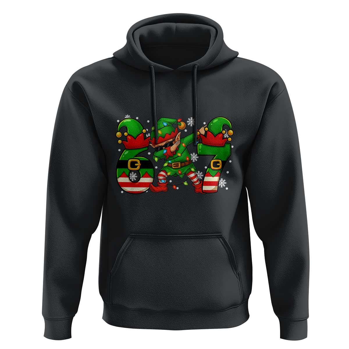 Funny Elf Dab Six Seven Meme Hoodie Christmas Trending 67 Gift - Wonder Print Shop