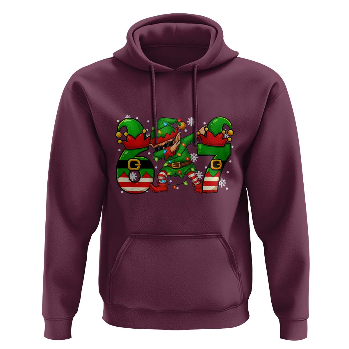 Funny Elf Dab Six Seven Meme Hoodie Christmas Trending 67 Gift - Wonder Print Shop