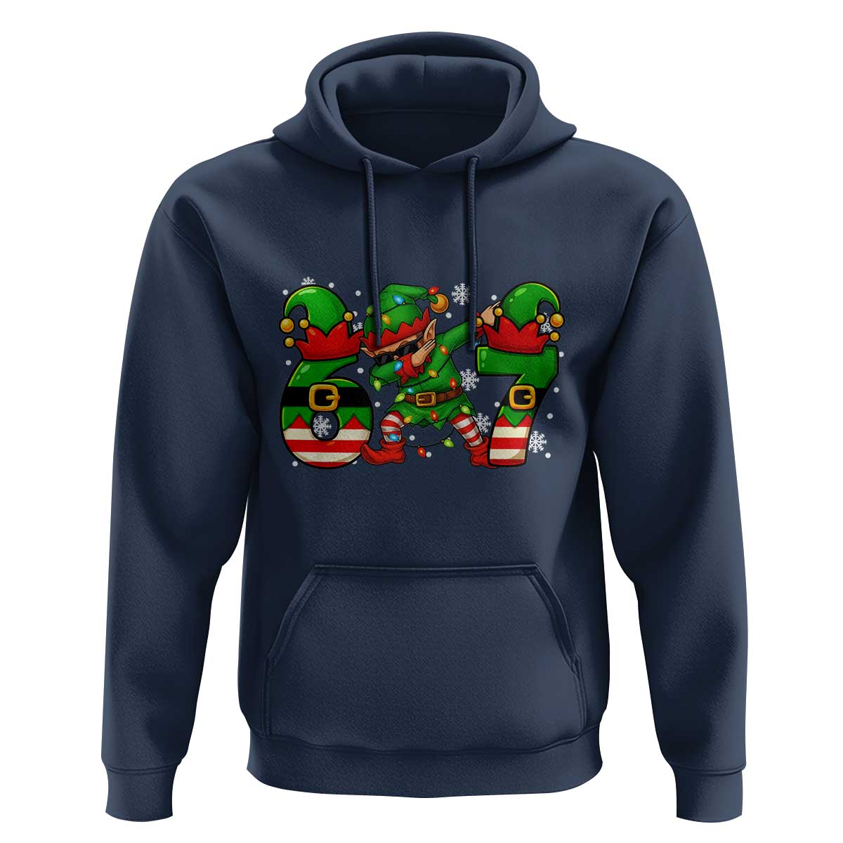 Funny Elf Dab Six Seven Meme Hoodie Christmas Trending 67 Gift - Wonder Print Shop