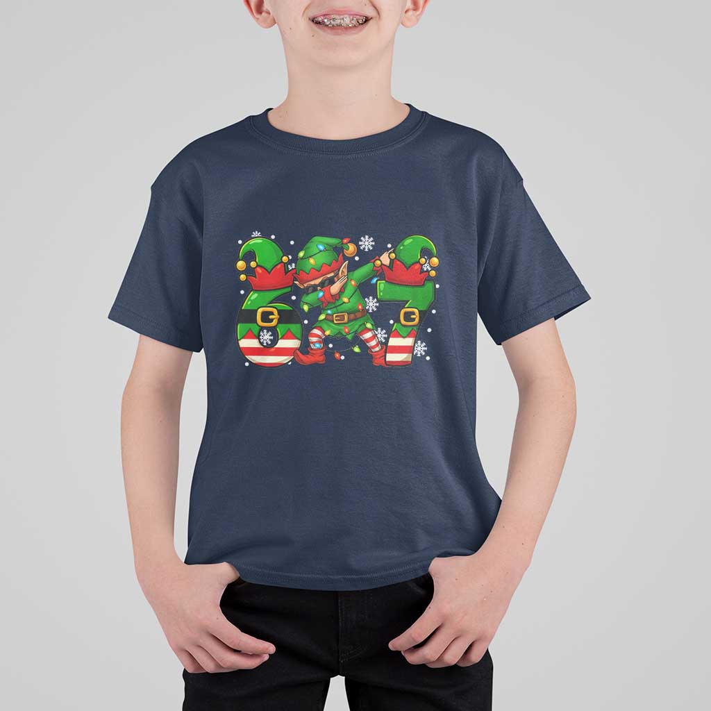 Funny Elf Dab Six Seven Meme T Shirt For Kid Christmas Trending 67 Gift - Wonder Print Shop