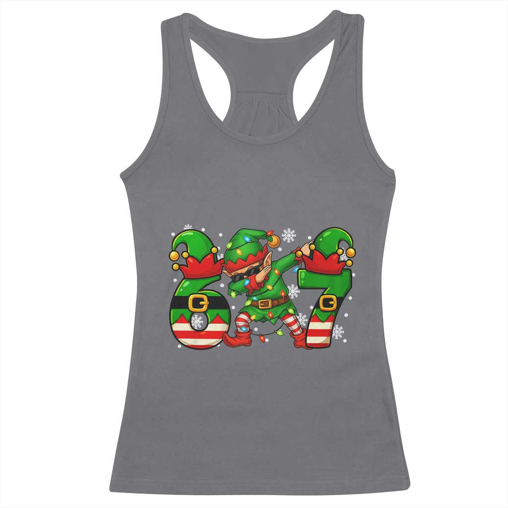 Funny Elf Dab Six Seven Meme Racerback Tank Top Christmas Trending 67 Gift - Wonder Print Shop