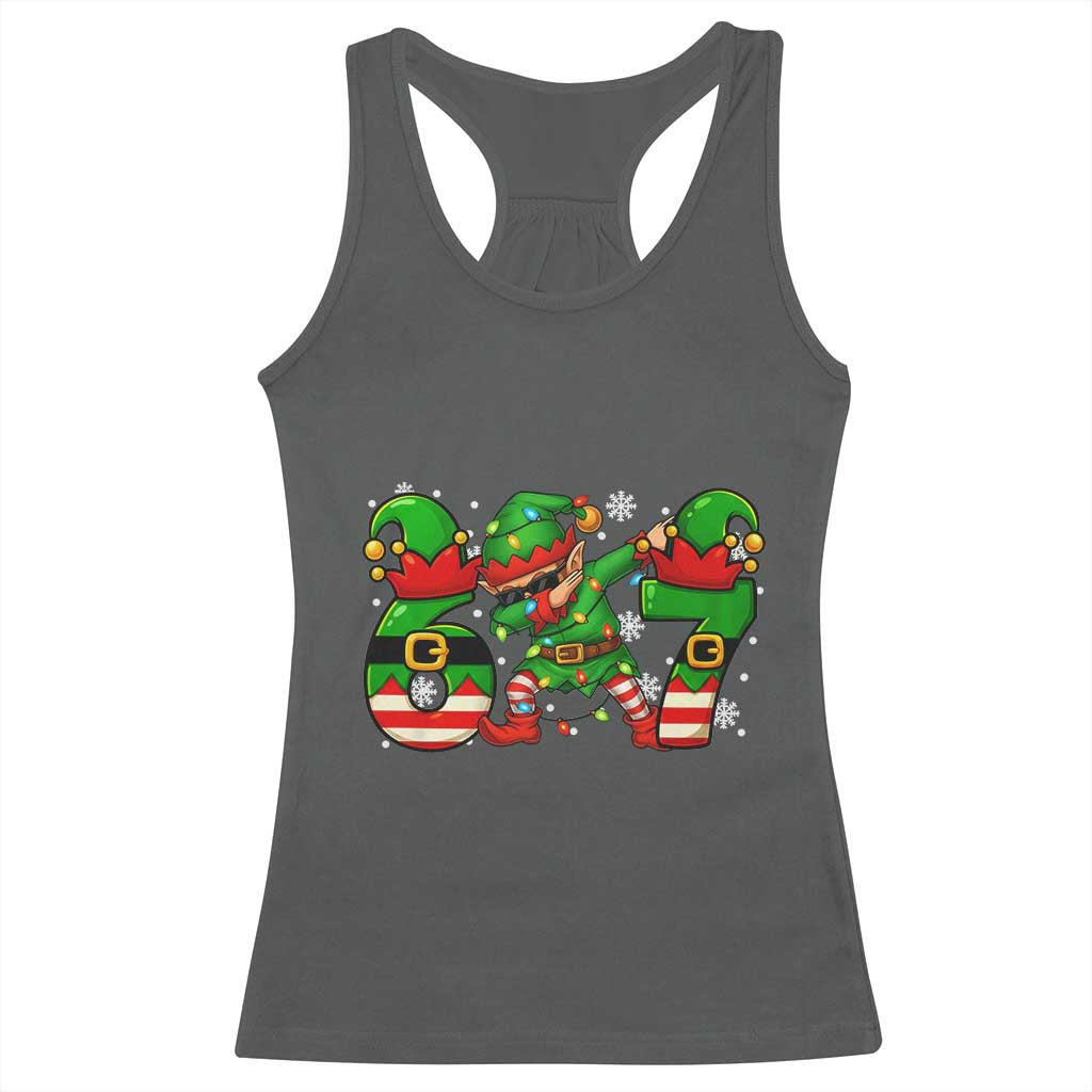 Funny Elf Dab Six Seven Meme Racerback Tank Top Christmas Trending 67 Gift - Wonder Print Shop