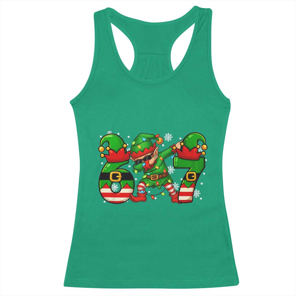 Funny Elf Dab Six Seven Meme Racerback Tank Top Christmas Trending 67 Gift - Wonder Print Shop