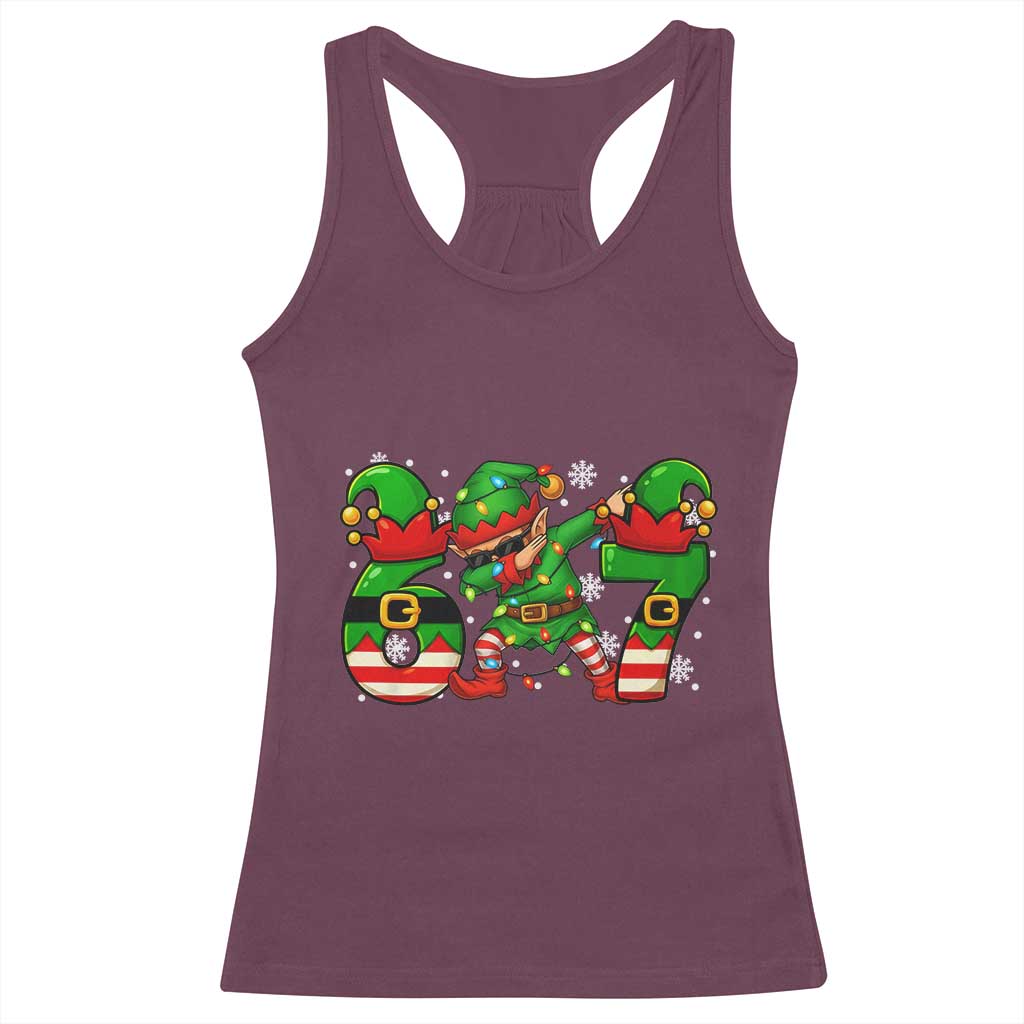 Funny Elf Dab Six Seven Meme Racerback Tank Top Christmas Trending 67 Gift - Wonder Print Shop