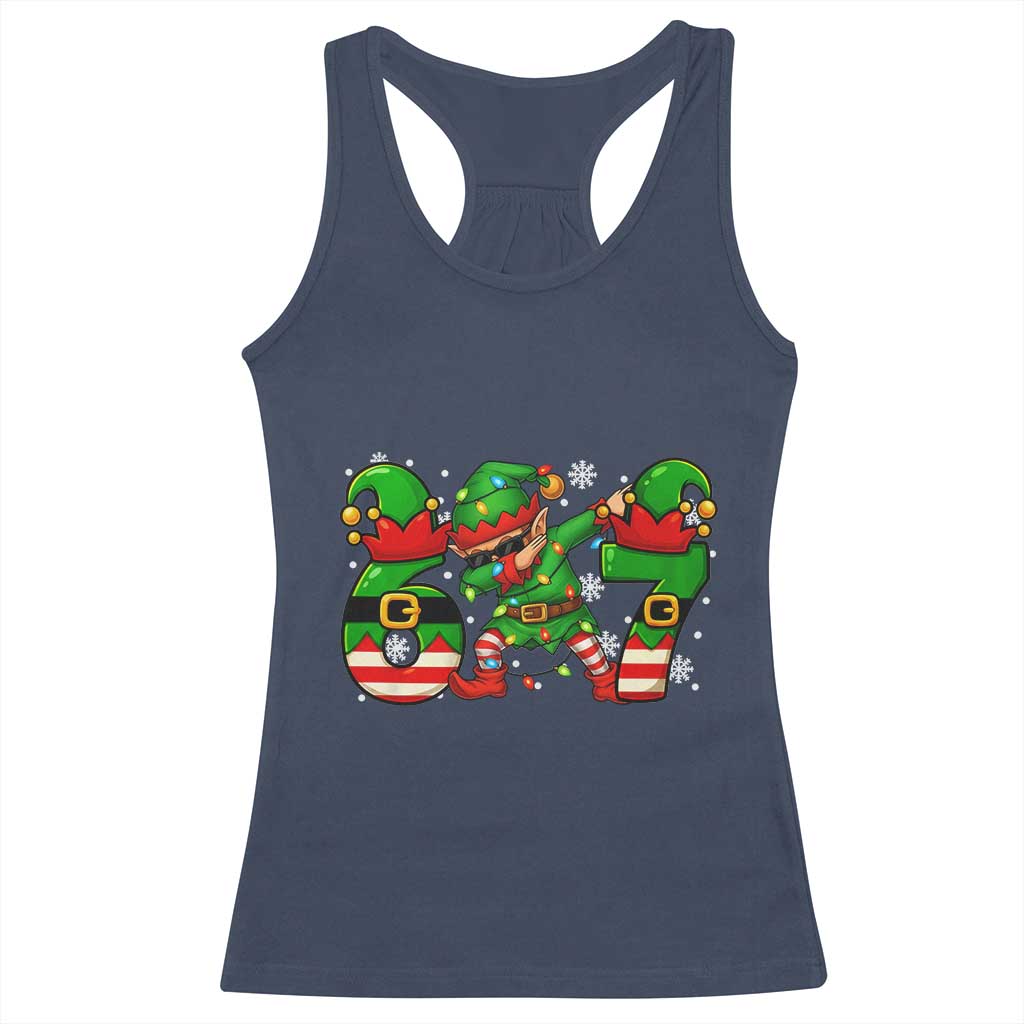 Funny Elf Dab Six Seven Meme Racerback Tank Top Christmas Trending 67 Gift - Wonder Print Shop