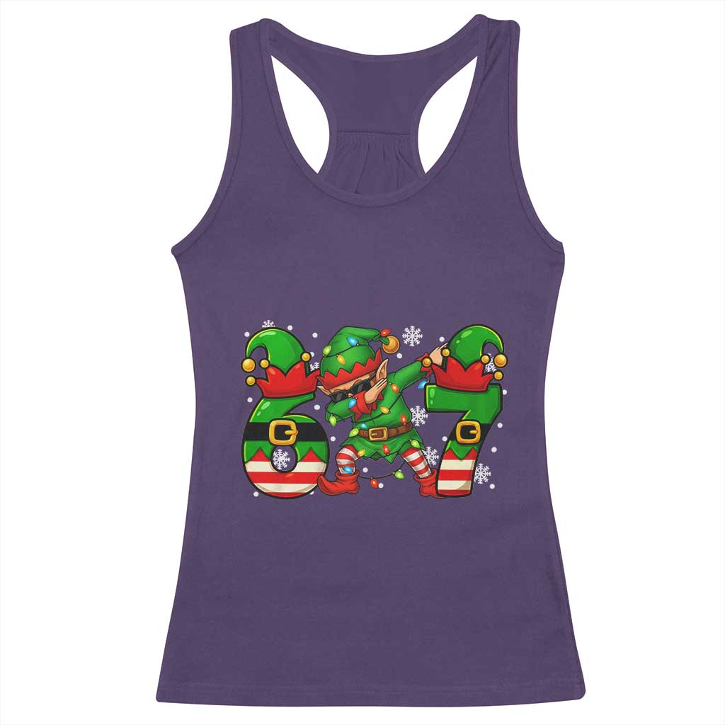 Funny Elf Dab Six Seven Meme Racerback Tank Top Christmas Trending 67 Gift - Wonder Print Shop
