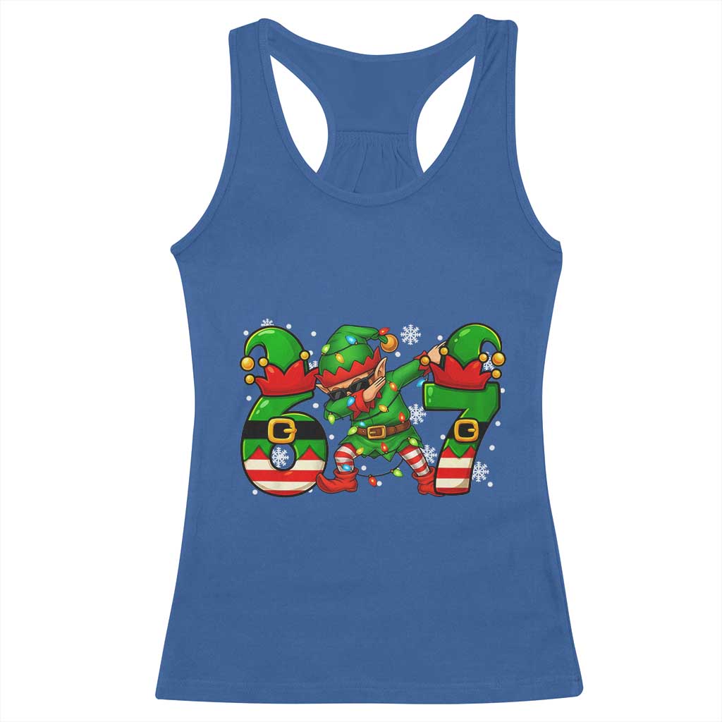 Funny Elf Dab Six Seven Meme Racerback Tank Top Christmas Trending 67 Gift - Wonder Print Shop
