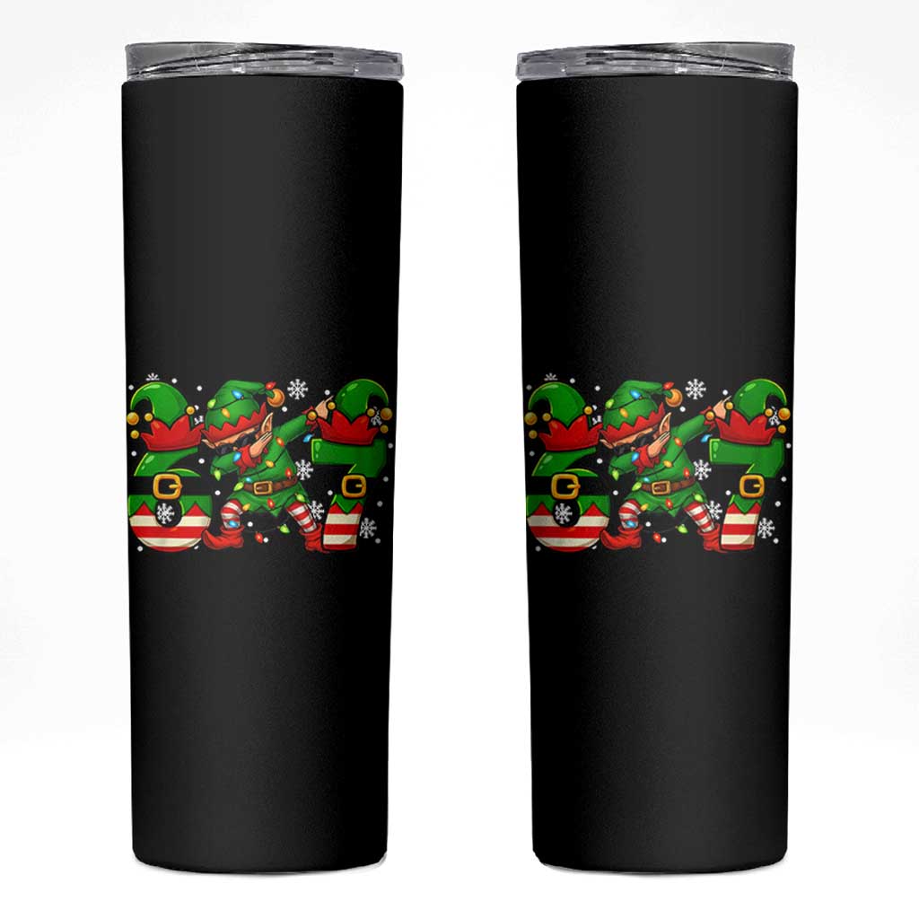 Funny Elf Dab Six Seven Meme Skinny Tumbler Christmas Trending 67 Gift - Wonder Print Shop