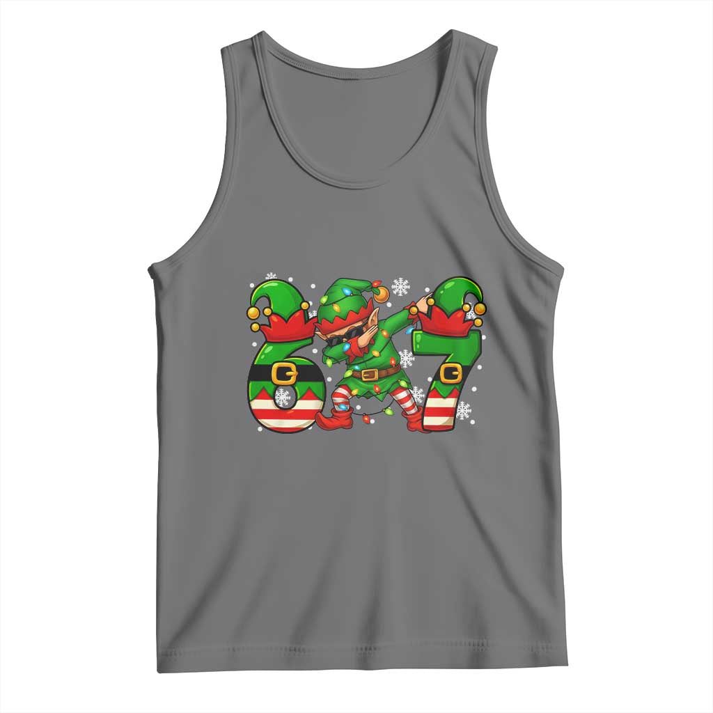 Funny Elf Dab Six Seven Meme Tank Top Christmas Trending 67 Gift - Wonder Print Shop