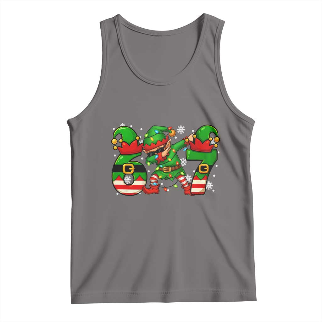 Funny Elf Dab Six Seven Meme Tank Top Christmas Trending 67 Gift - Wonder Print Shop