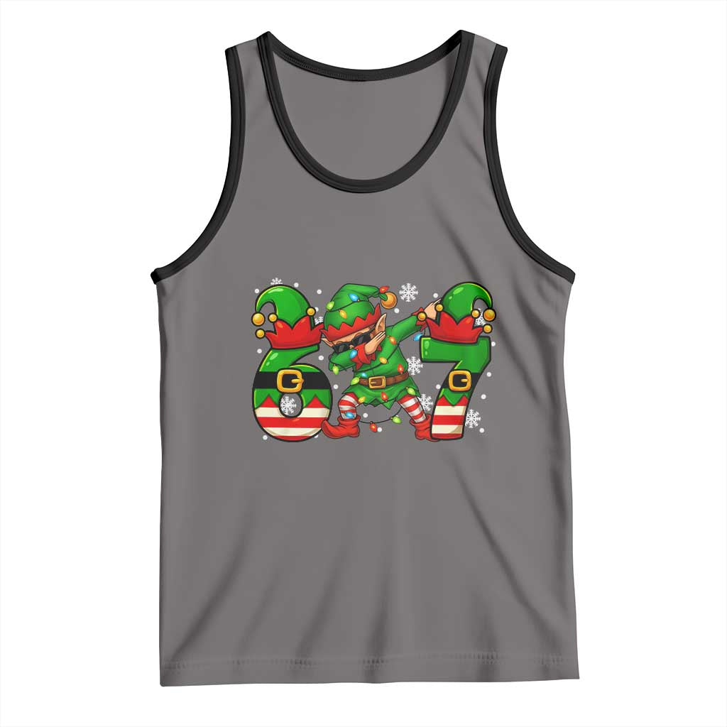 Funny Elf Dab Six Seven Meme Tank Top Christmas Trending 67 Gift - Wonder Print Shop