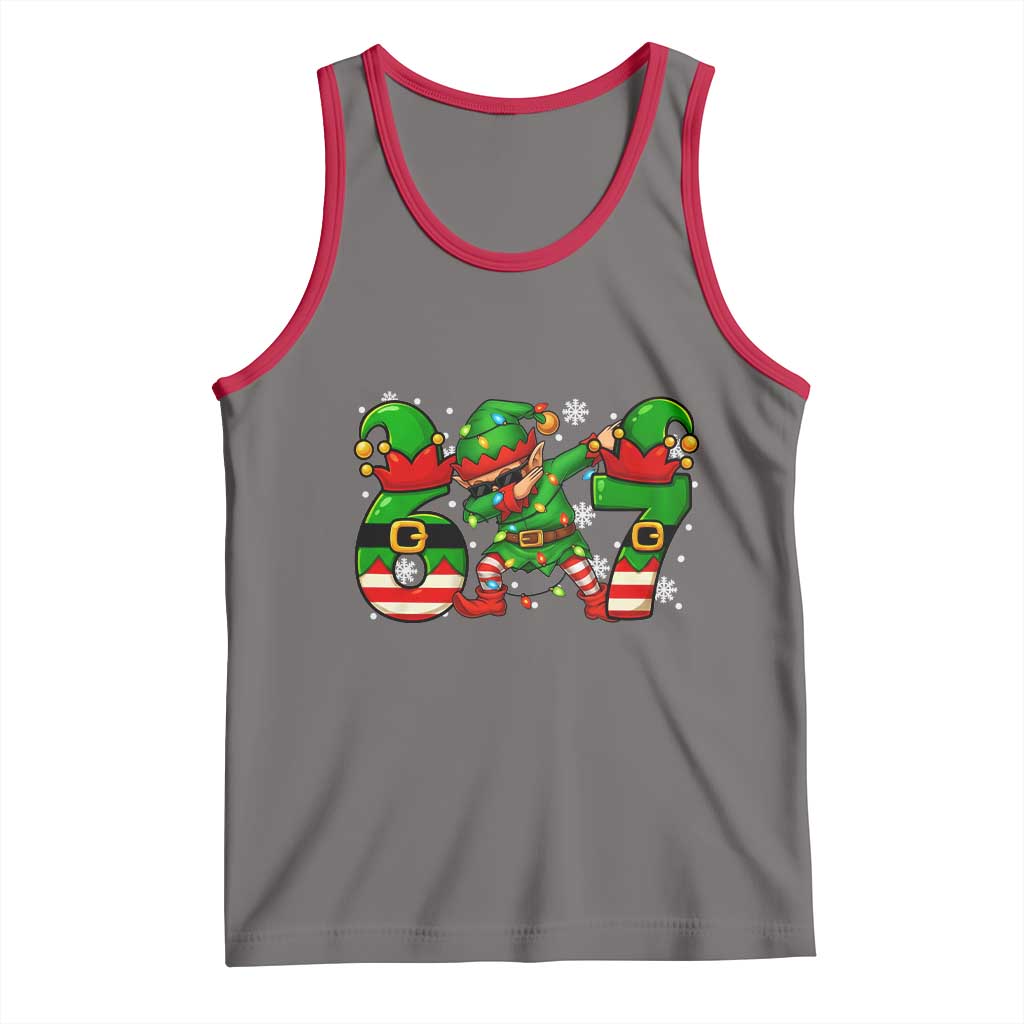 Funny Elf Dab Six Seven Meme Tank Top Christmas Trending 67 Gift - Wonder Print Shop