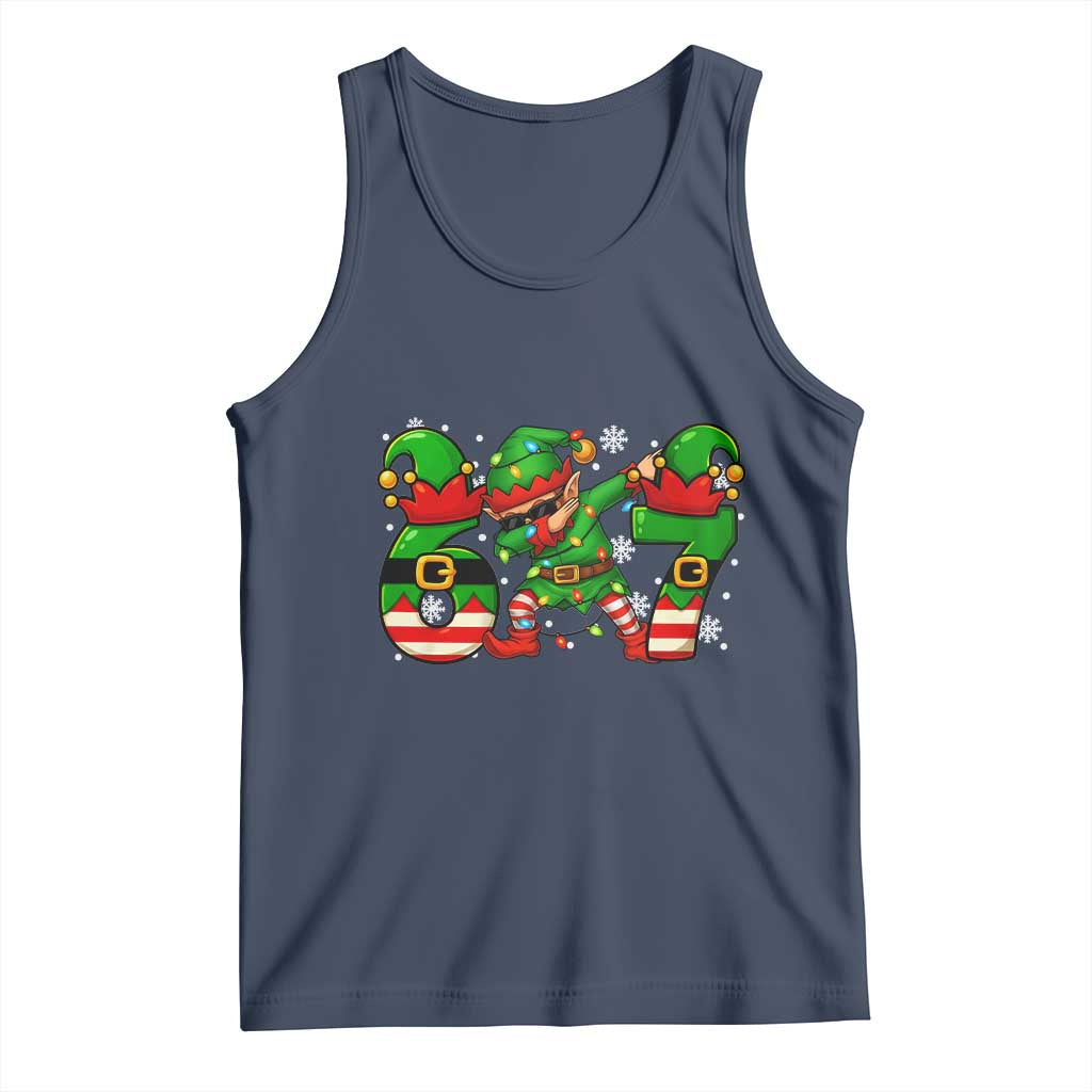 Funny Elf Dab Six Seven Meme Tank Top Christmas Trending 67 Gift - Wonder Print Shop