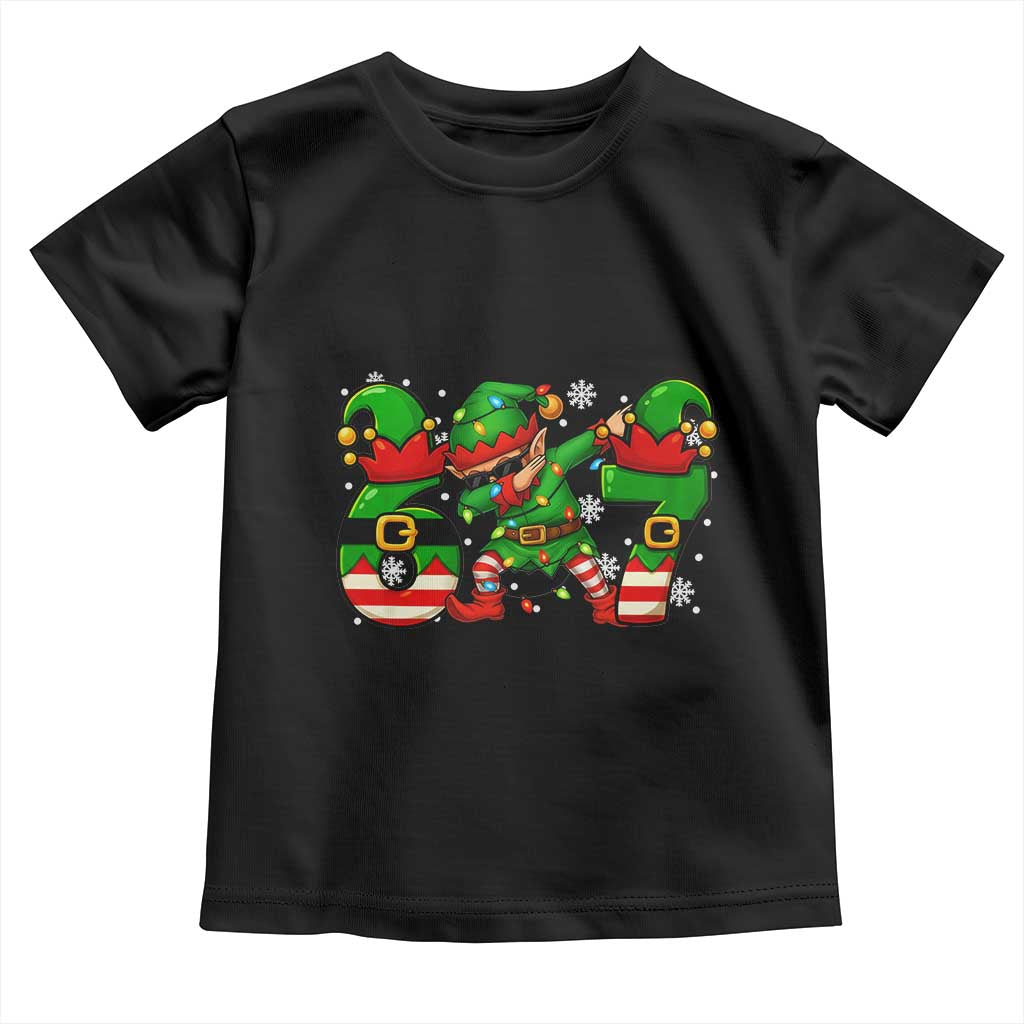 Funny Elf Dab Six Seven Meme Toddler T Shirt Christmas Trending 67 Gift - Wonder Print Shop