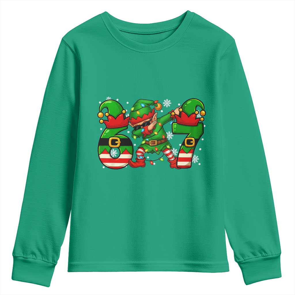 Funny Elf Dab Six Seven Meme Youth Sweatshirt Christmas Trending 67 Gift - Wonder Print Shop