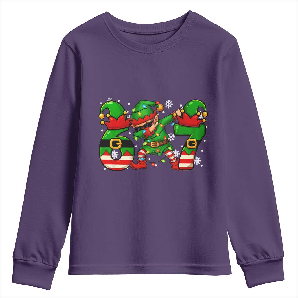 Funny Elf Dab Six Seven Meme Youth Sweatshirt Christmas Trending 67 Gift - Wonder Print Shop