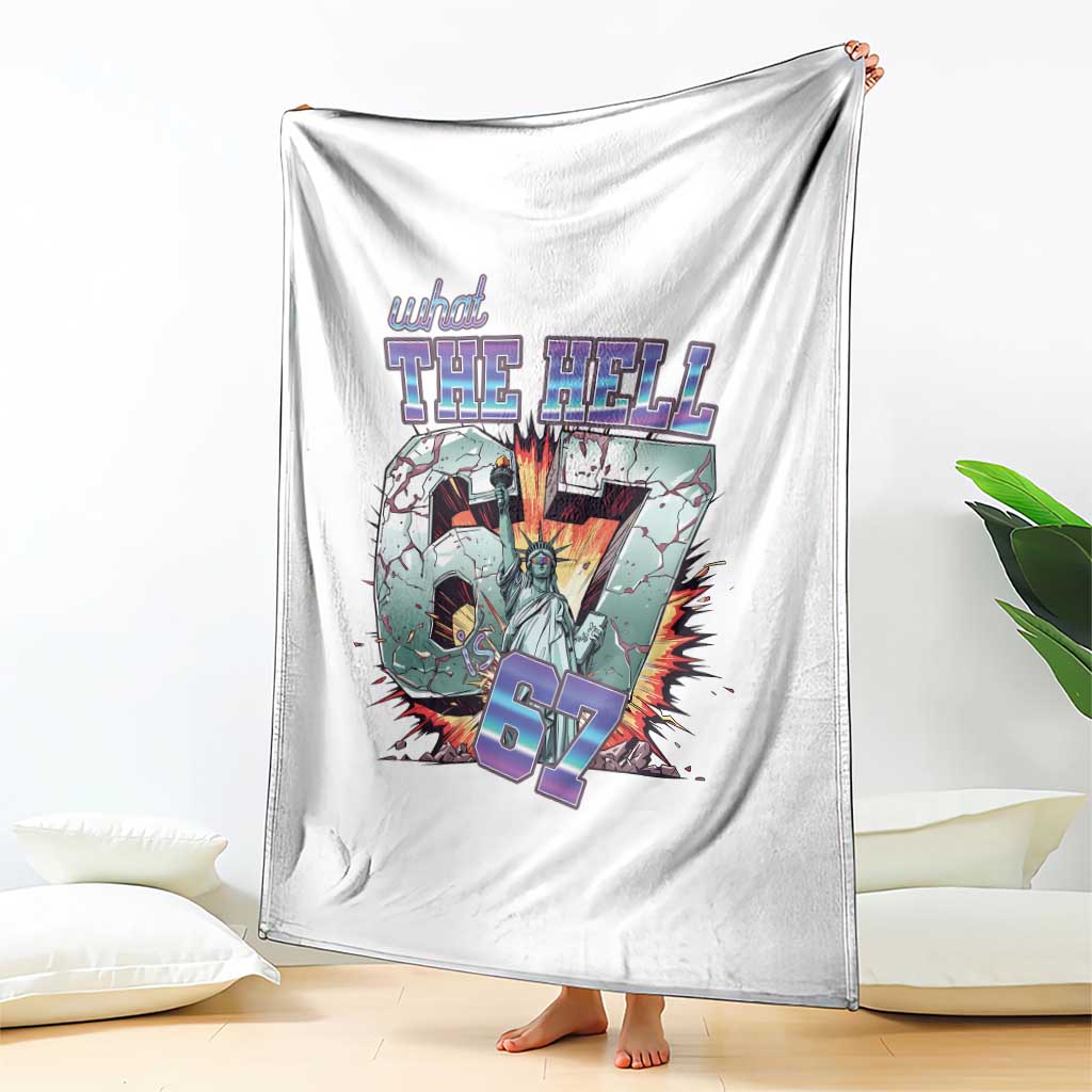 Funny Statue Of Liberty Six Seven Meme Throw Blanket What The Hell Is 67 Gift - Wonder Print Shop
