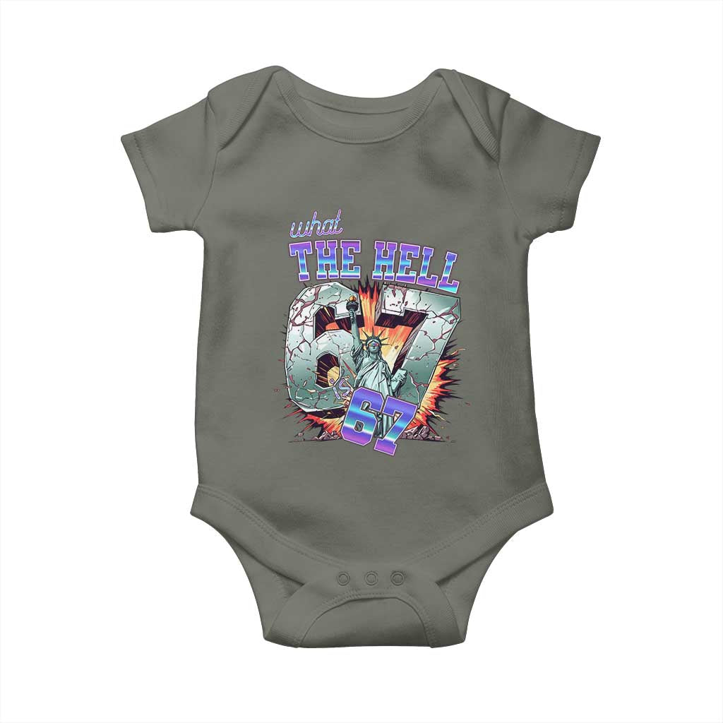 Funny Statue Of Liberty Six Seven Meme Baby Onesie What The Hell Is 67 Gift - Wonder Print Shop