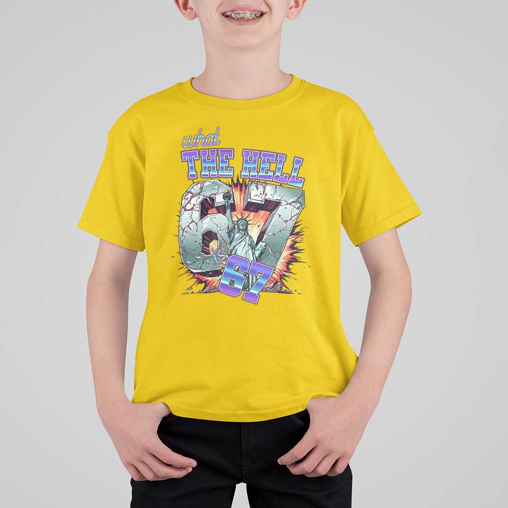 Funny Statue Of Liberty Six Seven Meme T Shirt For Kid What The Hell Is 67 Gift - Wonder Print Shop