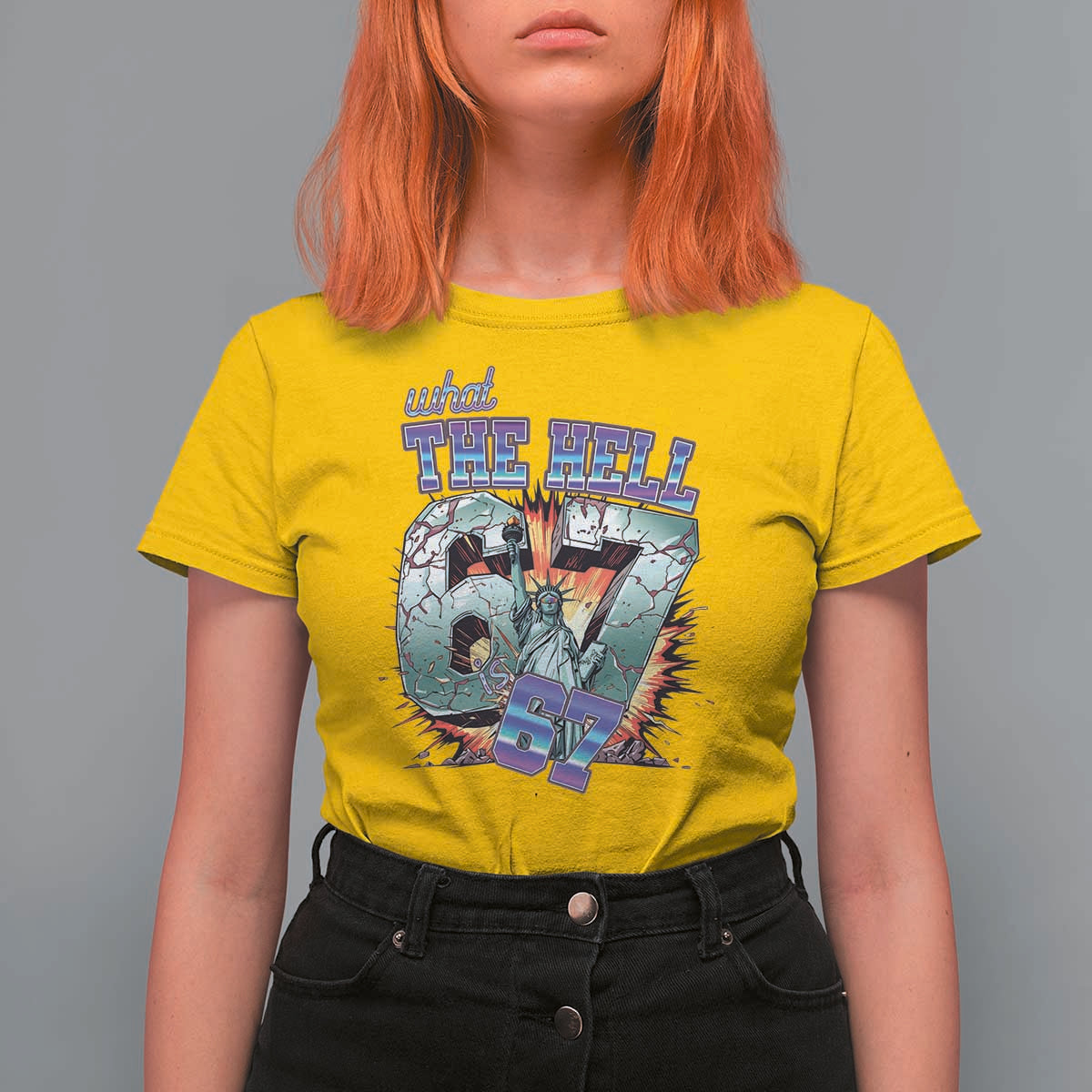 Funny Statue Of Liberty Six Seven Meme T Shirt For Women What The Hell Is 67 Gift - Wonder Print Shop