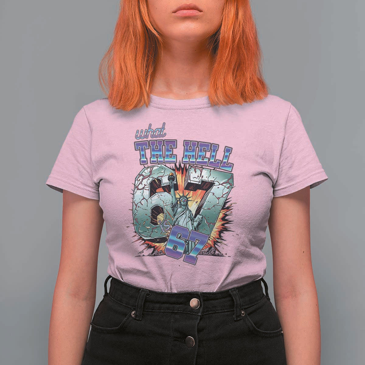 Funny Statue Of Liberty Six Seven Meme T Shirt For Women What The Hell Is 67 Gift - Wonder Print Shop