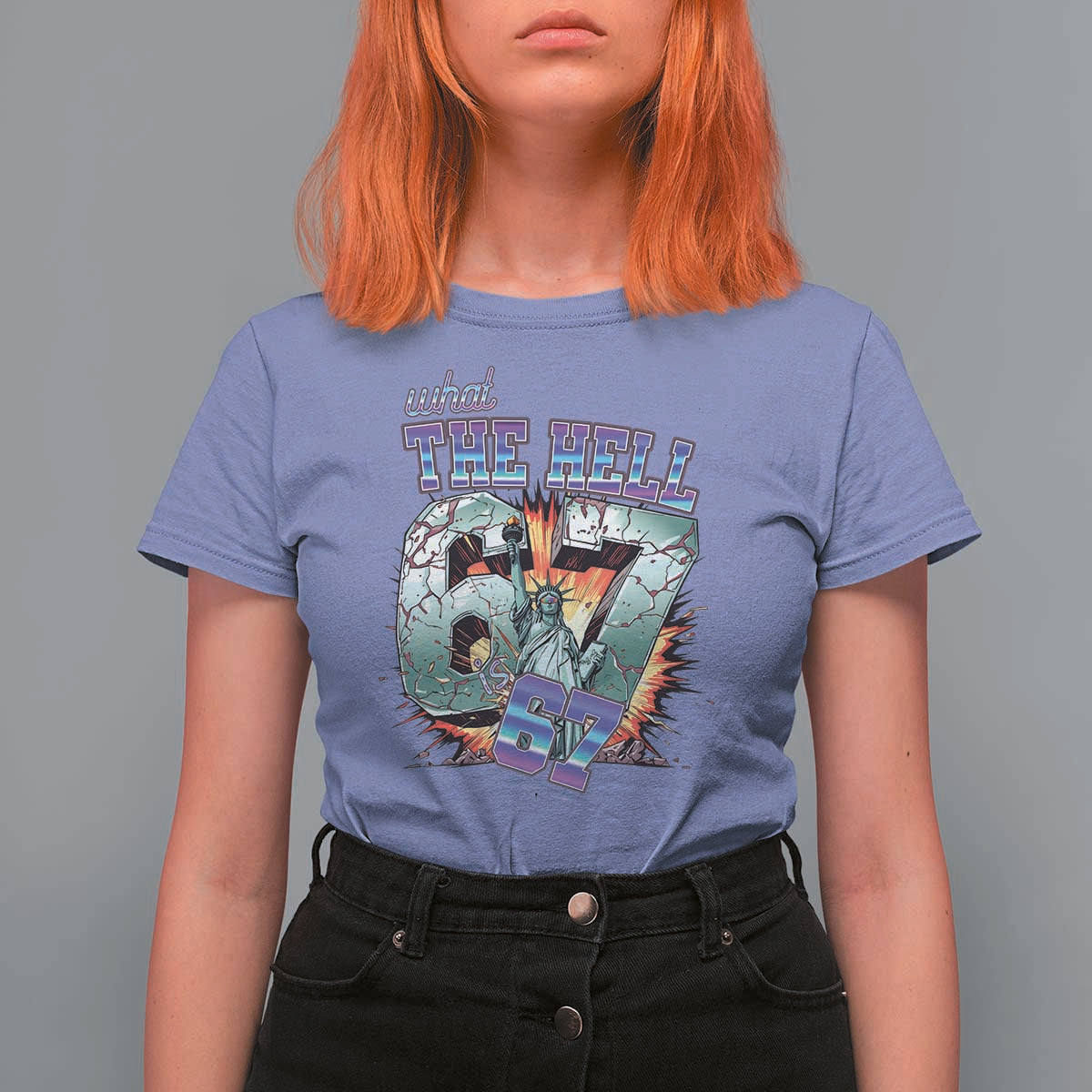 Funny Statue Of Liberty Six Seven Meme T Shirt For Women What The Hell Is 67 Gift - Wonder Print Shop