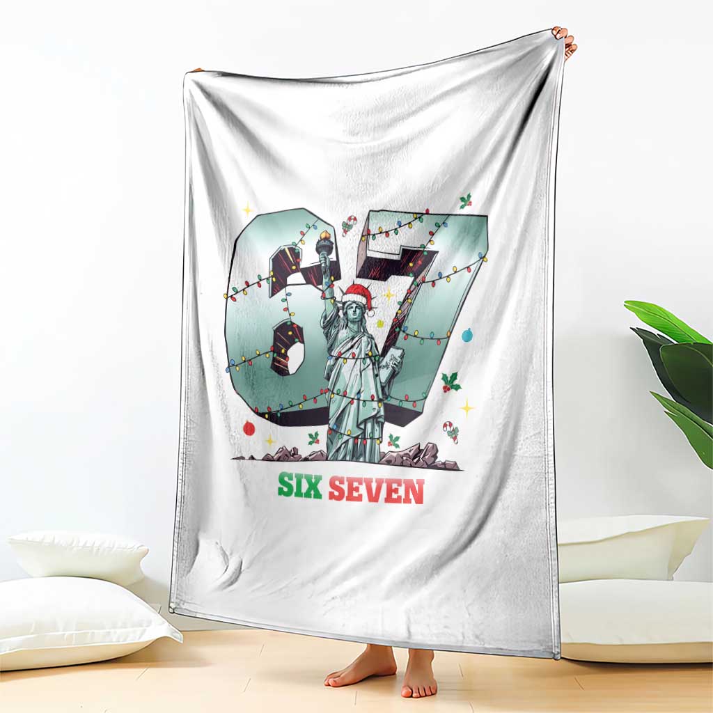 Statue Of Liberty Six Seven Meme Throw Blanket Trendy Gen Z Christmas Gift - Wonder Print Shop