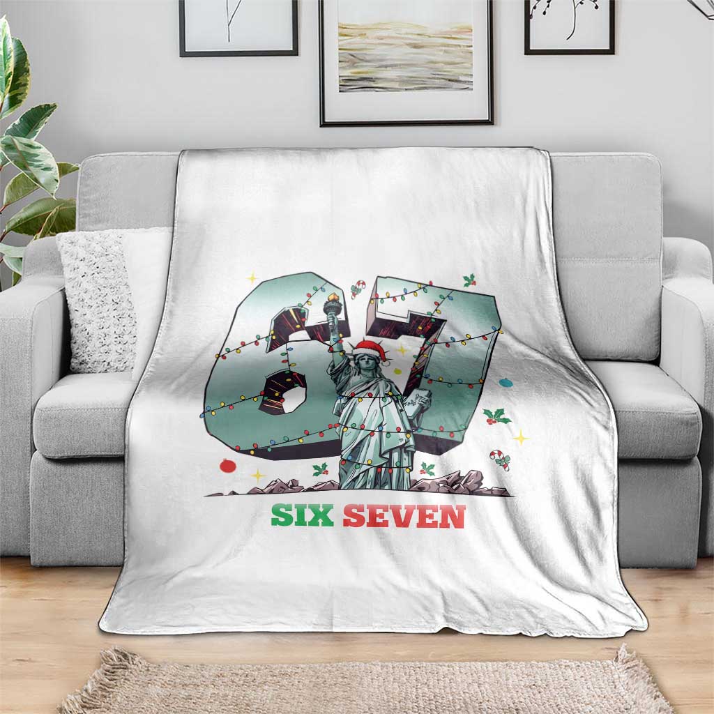 Statue Of Liberty Six Seven Meme Throw Blanket Trendy Gen Z Christmas Gift - Wonder Print Shop
