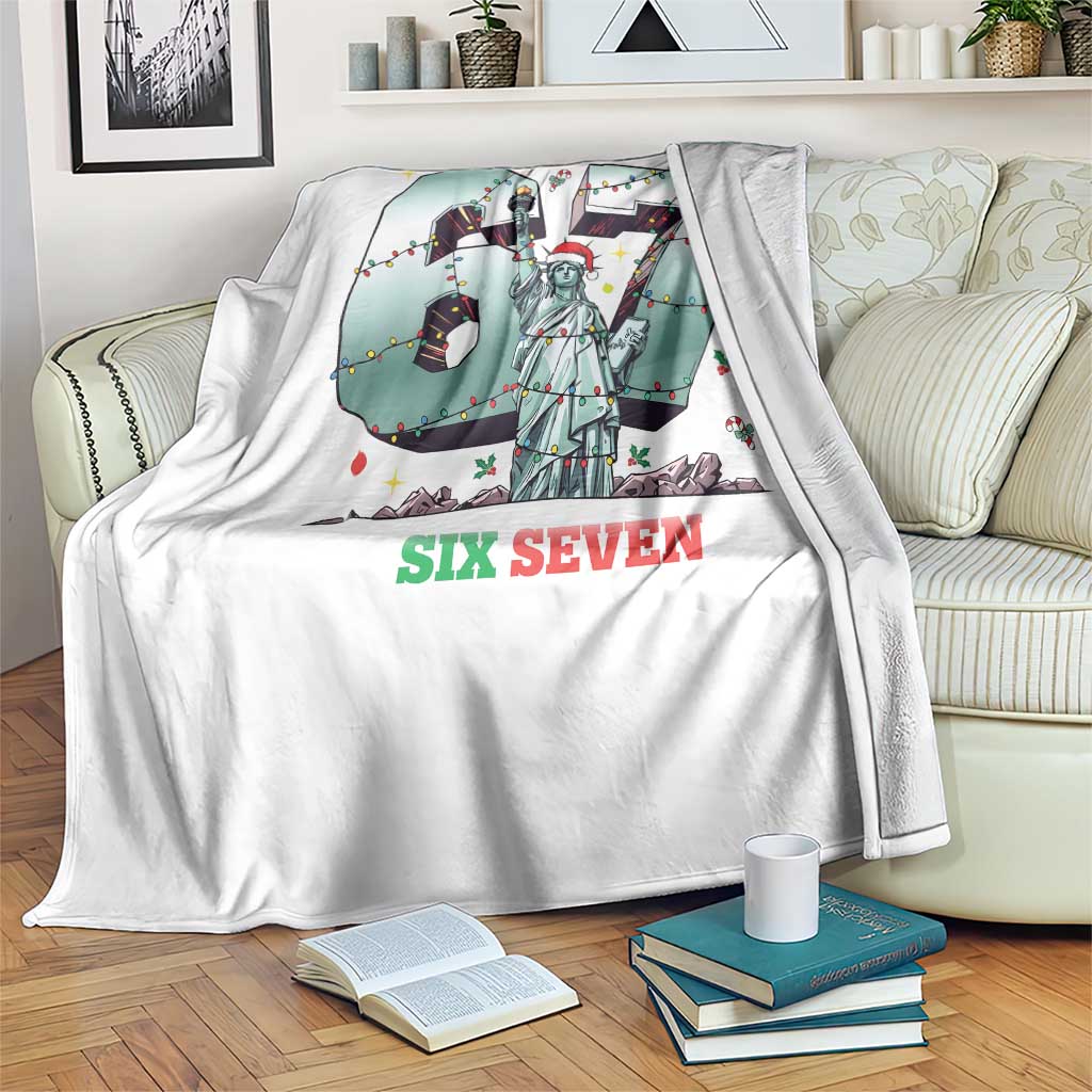 Statue Of Liberty Six Seven Meme Throw Blanket Trendy Gen Z Christmas Gift - Wonder Print Shop