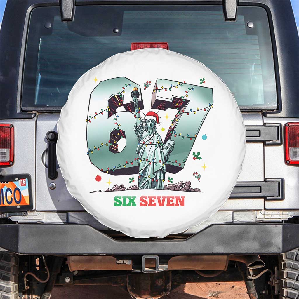 Statue Of Liberty Six Seven Meme Spare Tire Cover Trendy Gen Z Christmas Gift - Wonder Print Shop