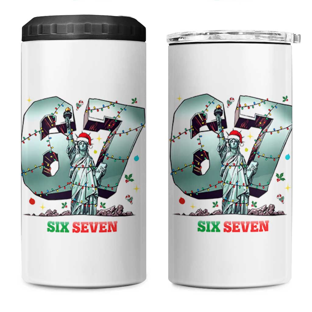 Statue Of Liberty Six Seven Meme 4 in 1 Can Cooler Tumbler Trendy Gen Z Christmas Gift - Wonder Print Shop