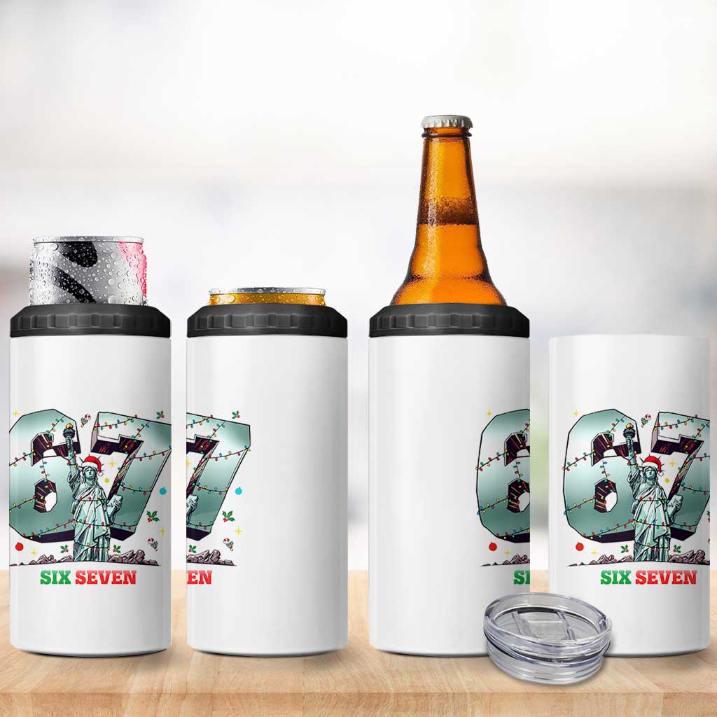 Statue Of Liberty Six Seven Meme 4 in 1 Can Cooler Tumbler Trendy Gen Z Christmas Gift - Wonder Print Shop