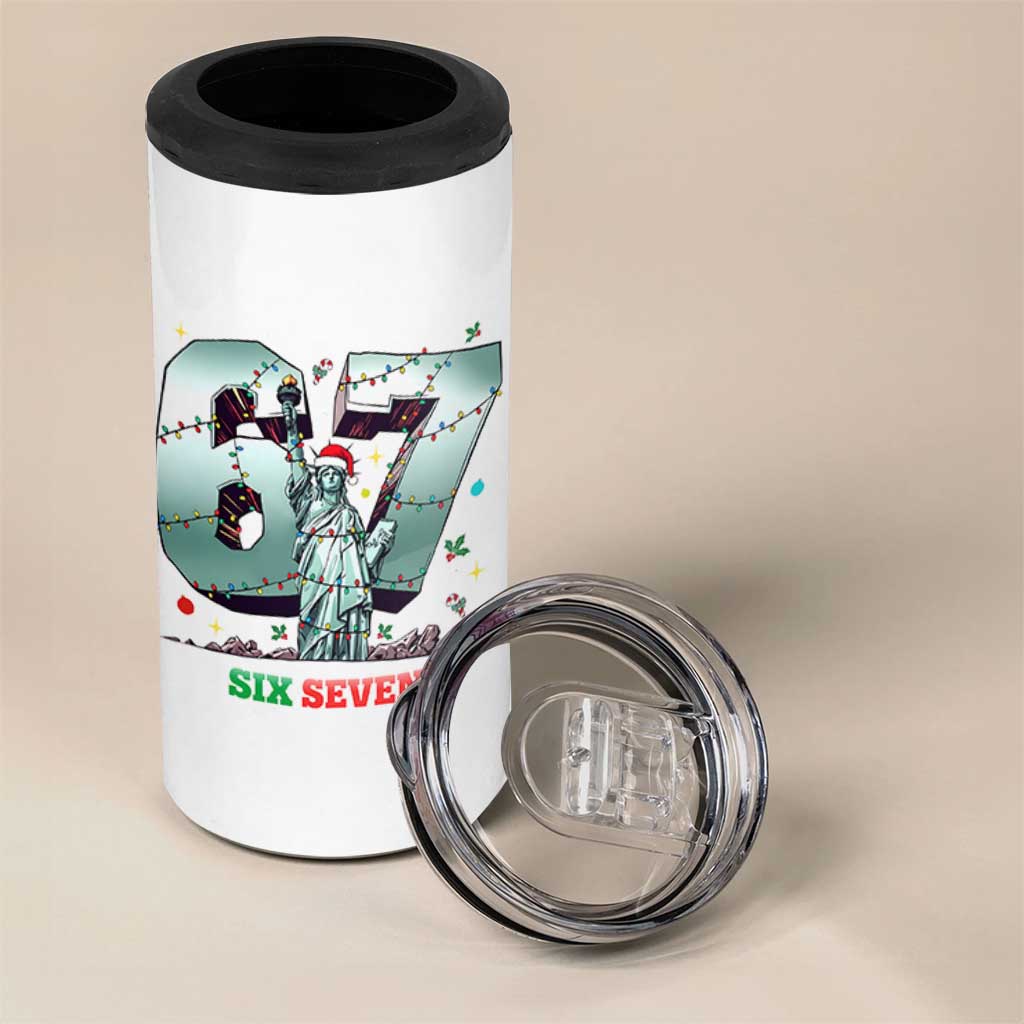 Statue Of Liberty Six Seven Meme 4 in 1 Can Cooler Tumbler Trendy Gen Z Christmas Gift - Wonder Print Shop