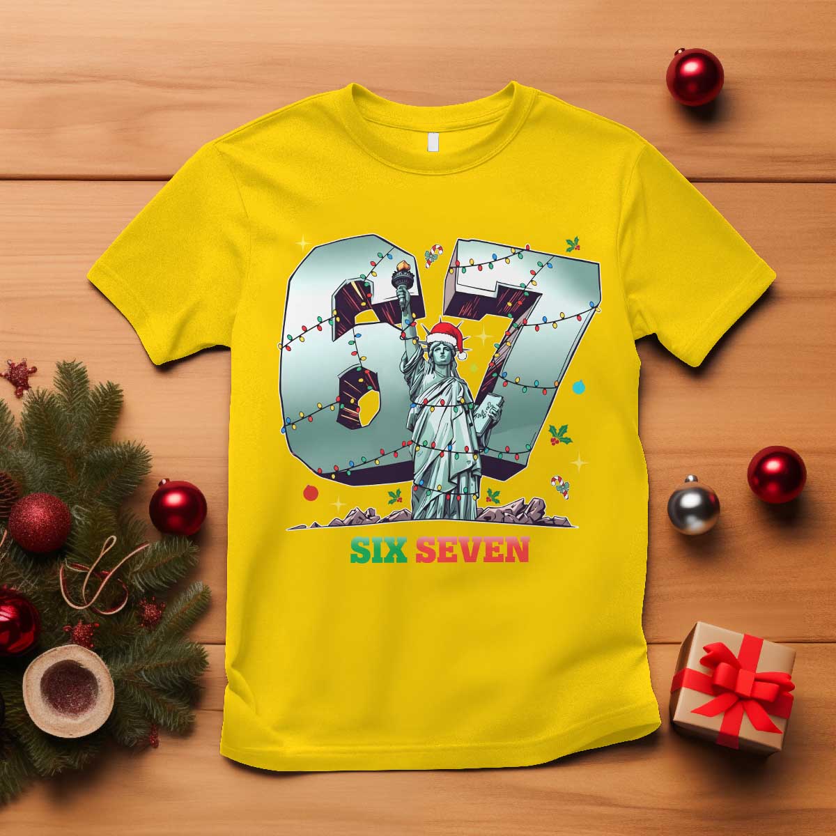 Statue Of Liberty Six Seven Meme T Shirt Trendy Gen Z Christmas Gift - Wonder Print Shop