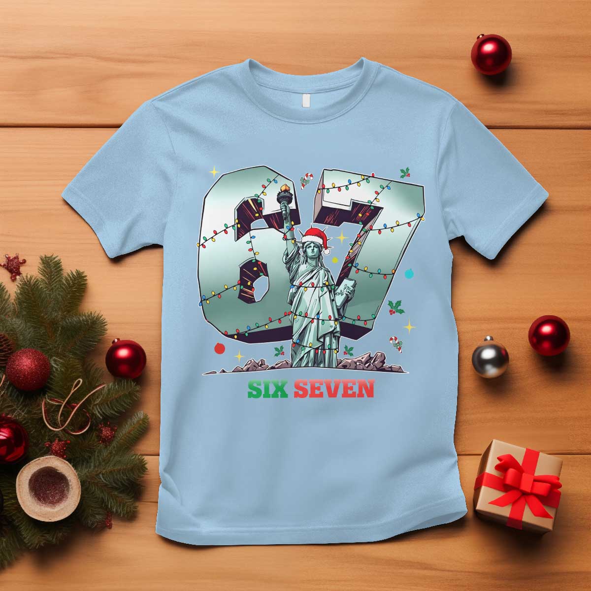 Statue Of Liberty Six Seven Meme T Shirt Trendy Gen Z Christmas Gift - Wonder Print Shop