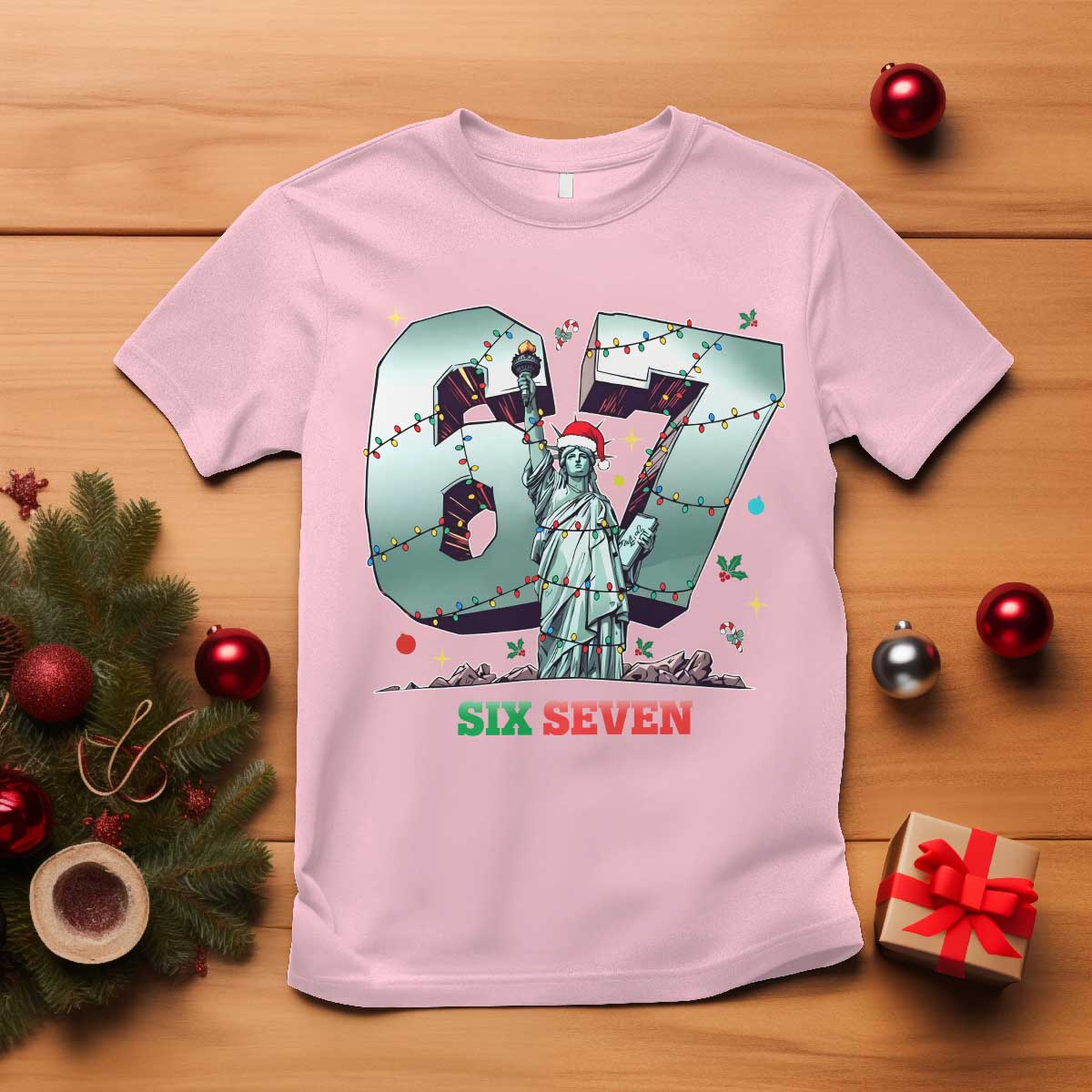 Statue Of Liberty Six Seven Meme T Shirt Trendy Gen Z Christmas Gift - Wonder Print Shop