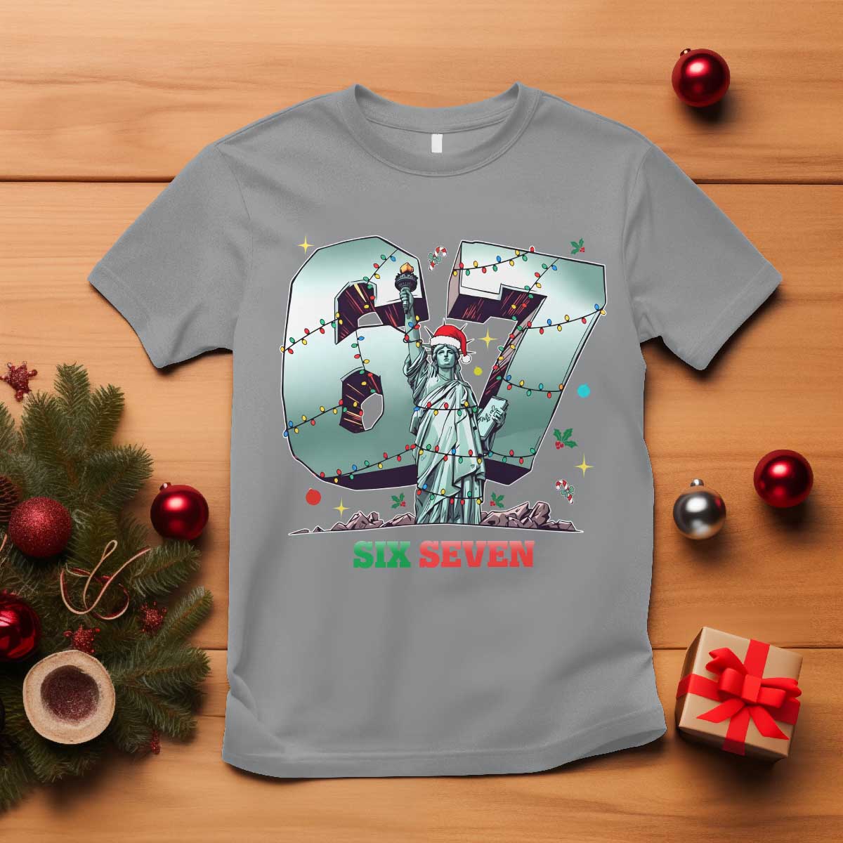 Statue Of Liberty Six Seven Meme T Shirt Trendy Gen Z Christmas Gift - Wonder Print Shop