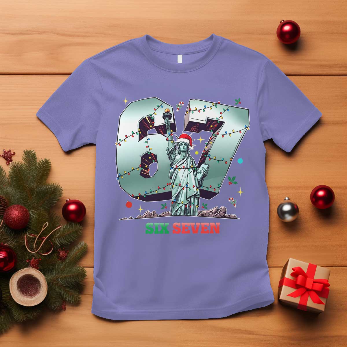 Statue Of Liberty Six Seven Meme T Shirt Trendy Gen Z Christmas Gift - Wonder Print Shop
