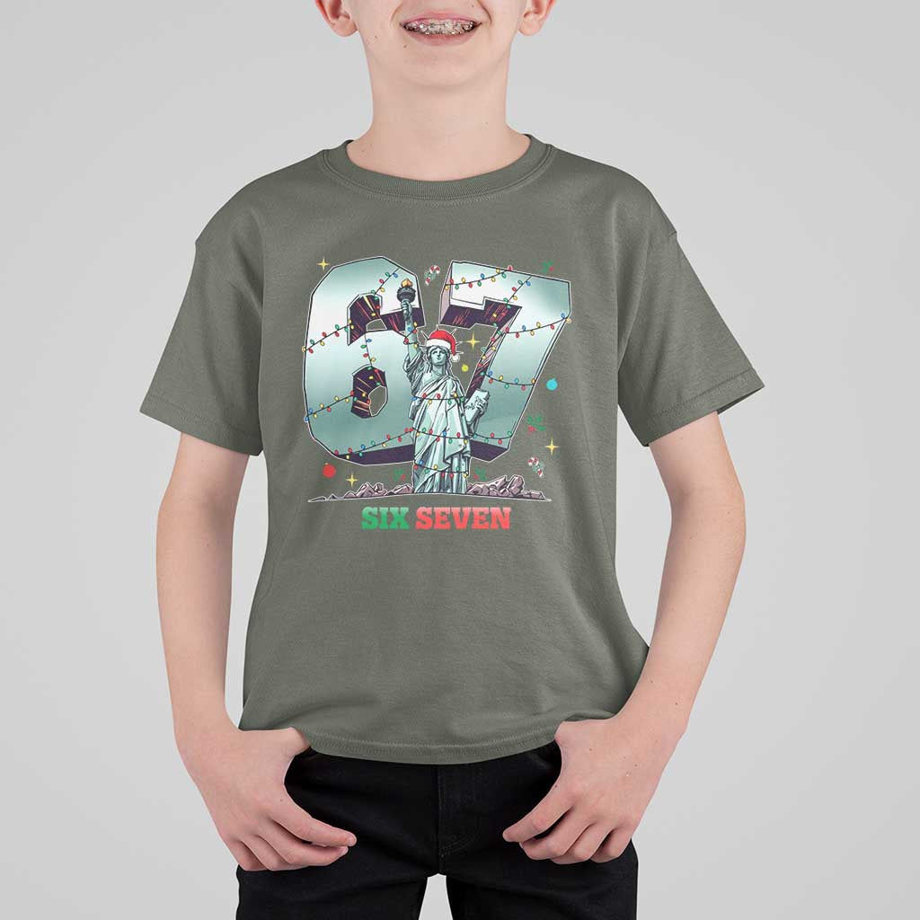 Statue Of Liberty Six Seven Meme T Shirt For Kid Trendy Gen Z Christmas Gift - Wonder Print Shop