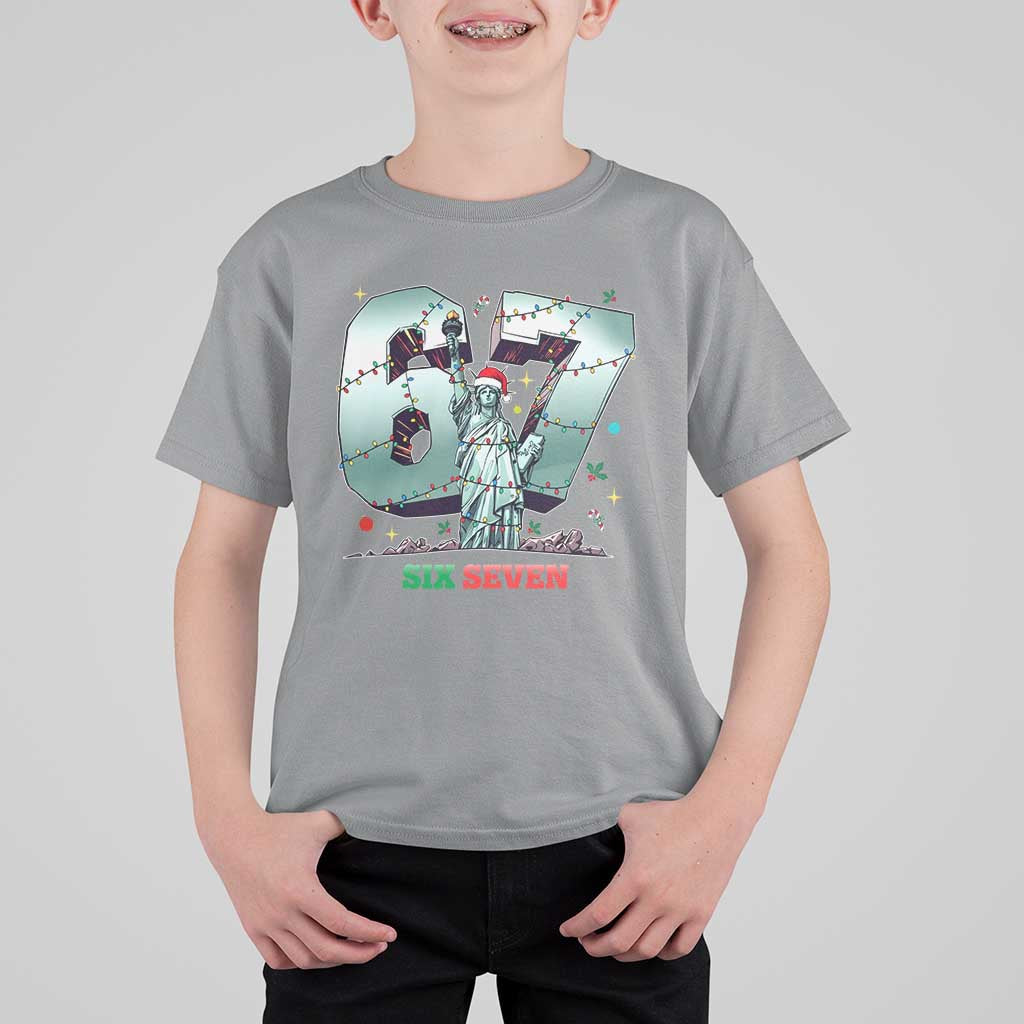 Statue Of Liberty Six Seven Meme T Shirt For Kid Trendy Gen Z Christmas Gift - Wonder Print Shop