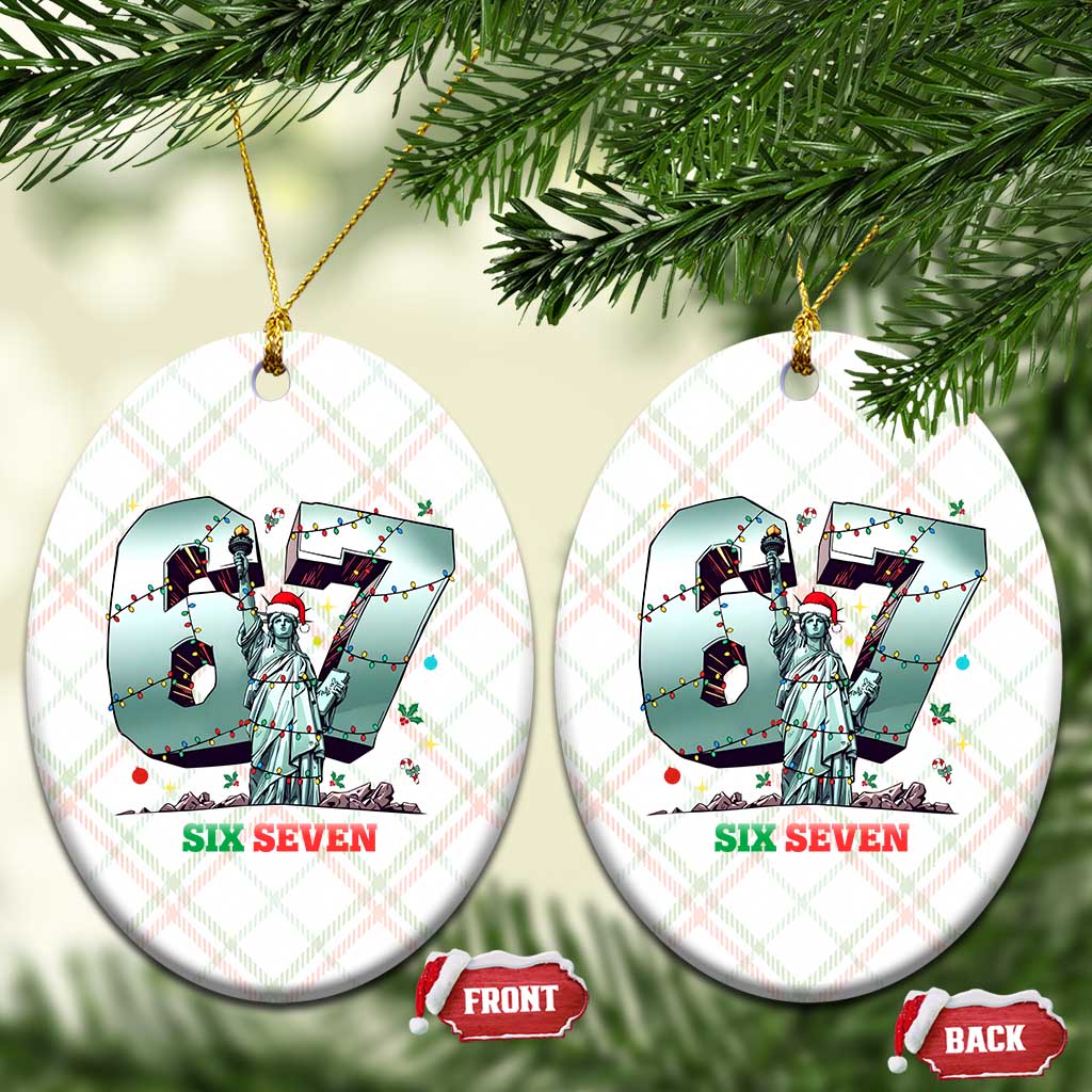 Statue Of Liberty Six Seven Meme Ceramic Ornament Trendy Gen Z Christmas Gift - Wonder Print Shop