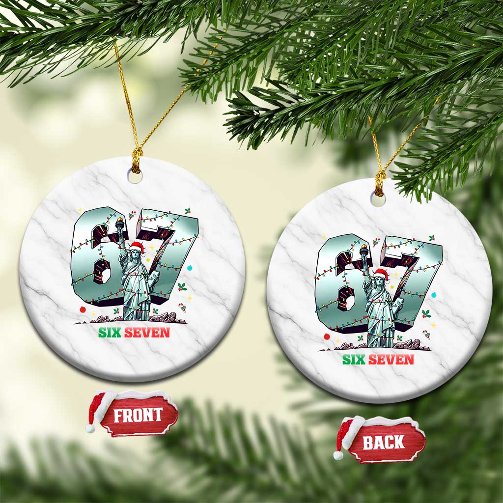 Statue Of Liberty Six Seven Meme Ceramic Ornament Trendy Gen Z Christmas Gift - Wonder Print Shop