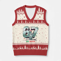 Statue Of Liberty Six Seven Meme V-Neck Knit Sweater Vest Trendy Gen Z Xmas Gift - Wonder Print Shop