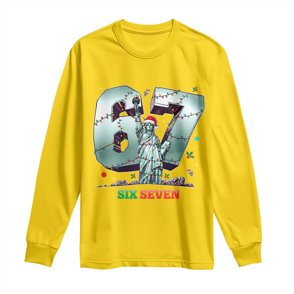Statue Of Liberty Six Seven Meme Long Sleeve Shirt Trendy Gen Z Christmas Gift - Wonder Print Shop