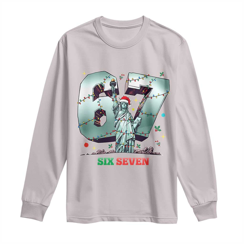 Statue Of Liberty Six Seven Meme Long Sleeve Shirt Trendy Gen Z Christmas Gift - Wonder Print Shop
